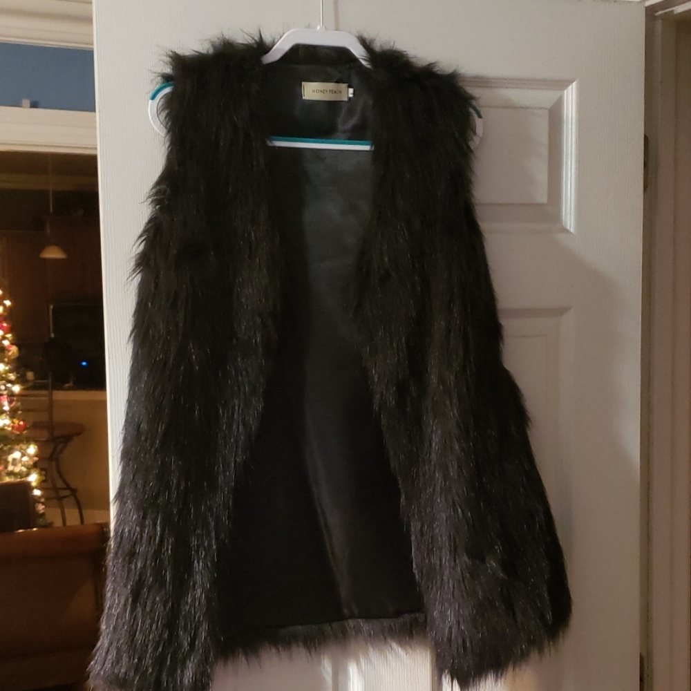 Black Faux Fur Vest